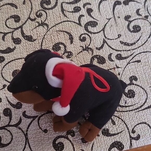 Festive Rotweiler Plush Ornament with Santa Hat - Picture 5 of 6